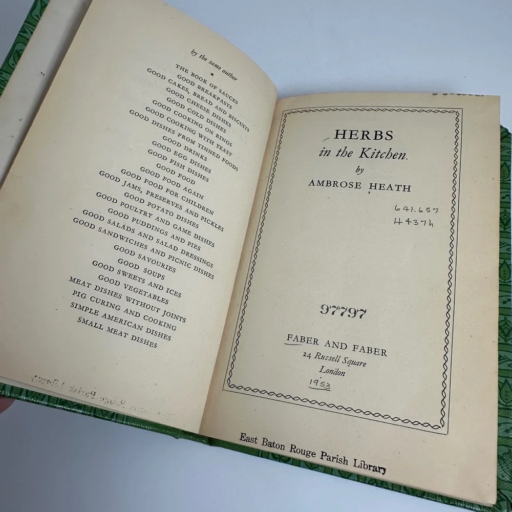 Faber and Faber Herbs in the Kitchen 1953 Ambrose Heath Gardening Cookbook VTG